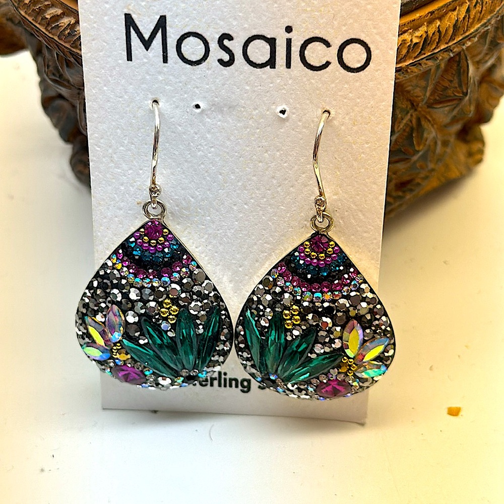 Mosaico Sterling silver & Swaroski multicolor crystal earrings